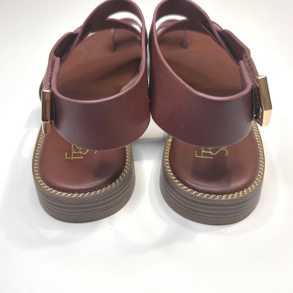 Franco Sarto Brown Leather Gensi Toe Loop Slingback Sandals 8.5M - Picture 4 of 7